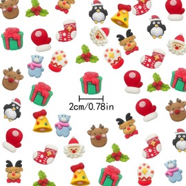 HAIKING Christmas Resin Charms, 50 PCS Mini Bulk Christmas Elements Slime Flat Back Embellishments Ornaments for Craft Making, Scrapbooking DIY Supplies (About 2cm/0.78in)