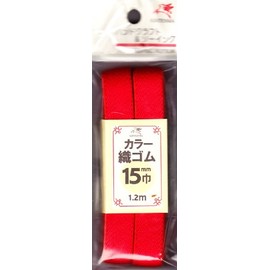 Kawamura Kintenma Color Woven Rubber 0.6 inch (15 mm), 4.7 ft (1.2 m), 3 Red, kw91606