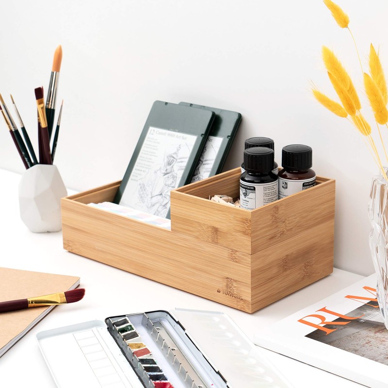 Navaris Bamboo Storage Box Set of 2 - 2 x