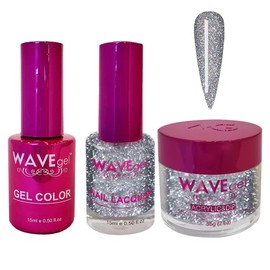 WAVEGEL Soak-Off Gel, Nail Lacquer & Acrylic/Dip Powder Matching Set - Princess Collection - #117 Wake Up Glitter