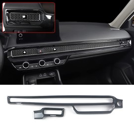 KELEIMAI Car Accessories Fit for Honda Civic 11th Gen 2022 2023 2024 2025 Sedan Hatchback LX EX EX-L Sport Touring Dashboard Center Console AC Air Vent Outlet Cover Trim Carbon Fiber 2pcs ABS
