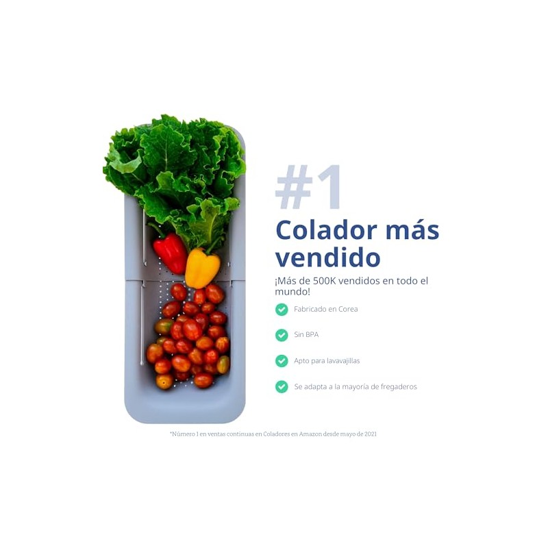 Gulex Colador de acero inoxidable de 3 cuartos, colador para
