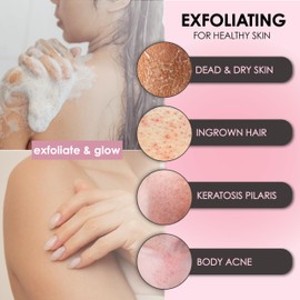 Ecoganic 2PK Set Exfoliating Shower Loofah Body Scrubber, Bath Sponges for Shower (Pink)