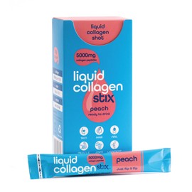 Liquid Collagen Stix - Hydrolyzed Liquid Collagen Peptides for Women & Men - Grass-Fed Bovine Protein Supplement for Hair Growth, Skin and Nails (Pack of 14, Peach)