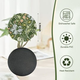 JTENGYAO 10Pcs William Morris Larkspur Coasters, Vintage Botanical Floral Garden Decorative Coasters for Home, Office, Kitchen | Elegant Drinks Placement with Smooth Edges for Tea, Coffee, and More