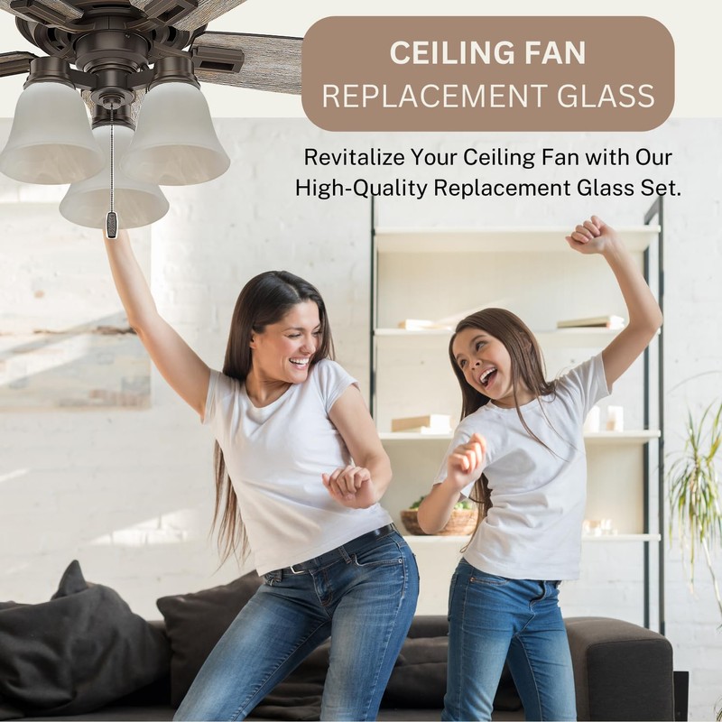 LIGHTACCENTS 4-Pack Ceiling Fan Light Covers -white Alabaster Glass Shade