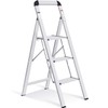 KINGRACK Aluminium 3 Step Ladder, Lightweight Step Stool with Non-Slip