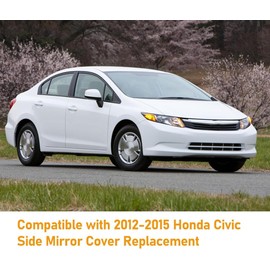 Moonlinks Compatible with 2012-2015 Honda Civic Side Mirror Cover Replacement,White LH & RH Side Door Rearview Mirror Cap for 9th Gen Civic,(1 Pair