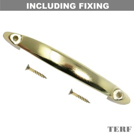 TERF® Traditional Electro Brass D-Shape Front Fix Pull Handle 100mm (4 inch) Including Fixing Screw for Kitchen Cupboard Cabinet Drawer Wardrobe Door Pull Handle - Pack of 2
