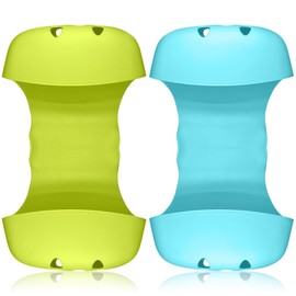 2 Pack Sponge Holder for Double-Sink, FineGood Saddle Caddy Brush Soap Organizer Storage Kitchen Bathroom Plastic Basket - Blue, Green