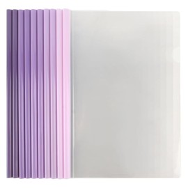 Pack of 10 Plastic Report Sleeves A4 File Folder with Slide Bar A4 Binder Sleeves A4 Report Sleeves with Clip for School Office Documents Purple