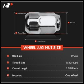 A-Premium 5 tuercas de rueda M12-1.5 compatibles con CR-V Civic Accord Pilot Odyssey Fit HR-V Crosstour Insight Acura TSX ILX TL Isuzu Oasis