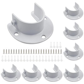 BokWin 2 Pcs Rod Socket Holder 32mm/1.25 Inch Closet Rod Brackets Stainless Steel Rod End Holder White Closet Support Bracket with Screws for Closet Wardrobe Curtain(White)