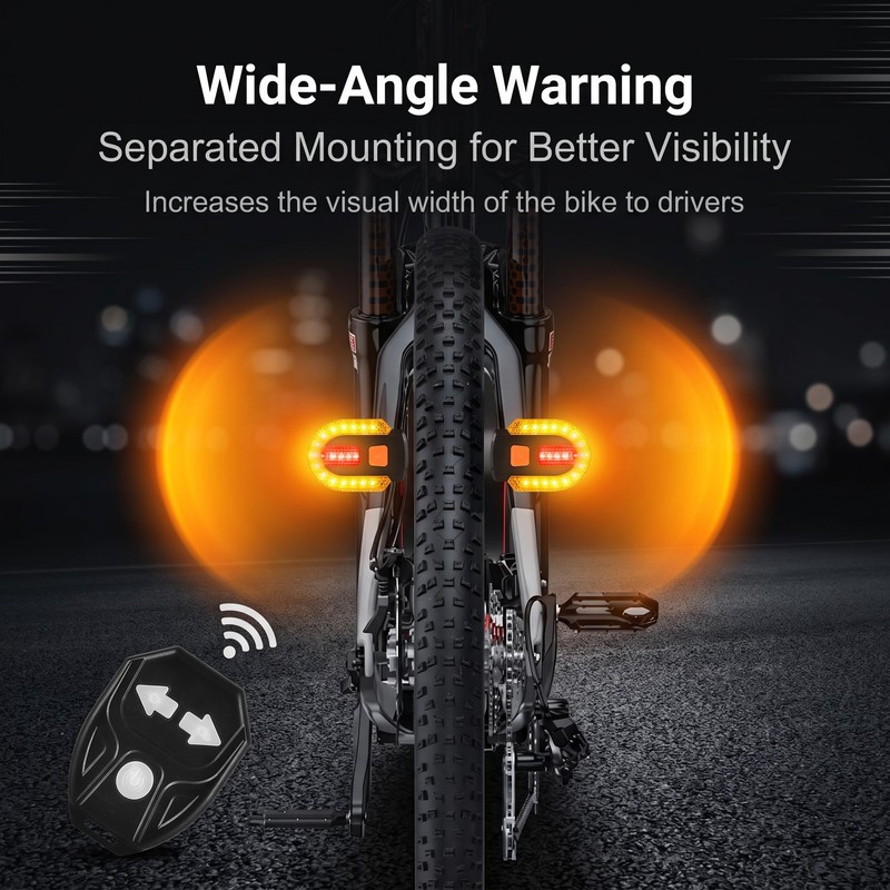 2 Pack Bike Turn Signals,Wireless Bicycle Tail Light USB Rechargeable