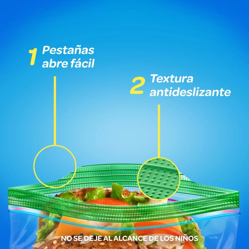 Ziploc Bolsas de Plástico Reutilizables Ziploc para Sándwich con Pestañas