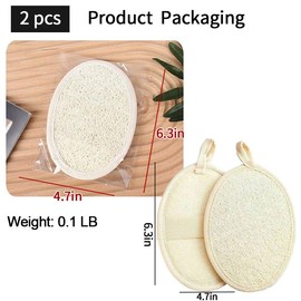 Natural Loofah Exfoliating Body Scrubber Loofah Bath Sponge, Luffa for Women and Men, Dishcloth Kitchen Cloth,100% Biodegradable Compostable, Dye Free (2 Pack) (S)