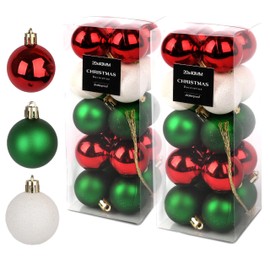 Christmas Tree Bauble Set of 2 - 40 x 4 cm Baubles in Shiny Red, White Glitter & Green Matt - Perfect Decoration for Festive Christmas Trees, Advent Wreaths and Table Arrangements