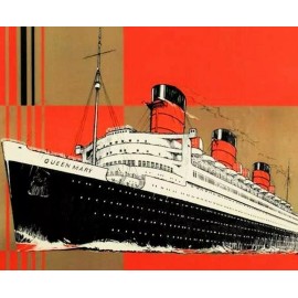 RMS Queen Mary 1936 Cunard White Star Ocean Liner Vintage Poster Retro Print - 8 1/2"x11" Photo Paper