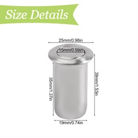 UFURMATE Door Latch Dust Protector, 6PCS Stainless Steel Silver Barrel Bolt Lock Hardware Dust-Proof Security Sliding Lock Inserts Replacement for Interior and Outdoor Latch (15mm/0.59in)