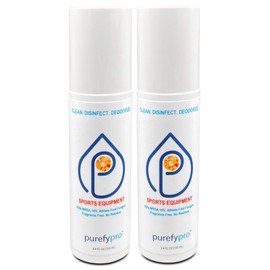 Purefypro Sports Equipment Disinfectant Spray - (3.4oz, 2pk) TSA Travel Size. Kills 99.9999% MRSA, HIV, Athlete Foot Fungus, Virus and Fungi. No Rinse, No Residue. Great For Sports Pads, Yoga Mats,