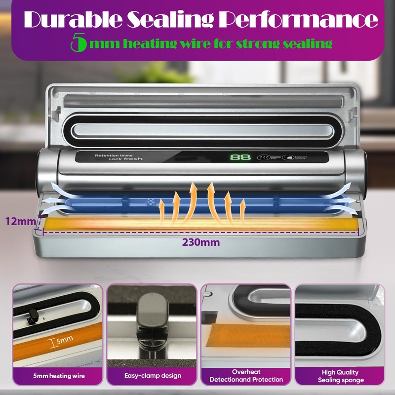 Kueroami Vacuum Sealer - Durable Multi-Use Food Saver Vacuum Sealer