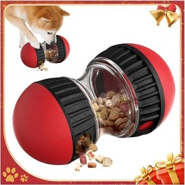 Dog Interactive Toys Indestructible Puppy Toy Adjustable Food Dispensing Treat Dispenser Dogs Puzzles Feeder Slow Feeding for Large/Medium/Small Aggressive Chewers Breed Pet Gift - Color: Red