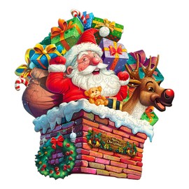 Wooden Puzzle Adults, 265 Pieces Christmas Wreath Wooden Puzzle Adults, 34 x 33.9 m Wooden Puzzle, Irregular Unique Puzzle, Wooden Puzzle Animal Shape, Wooden Puzzle with Wooden Gift Box