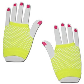 SHORT FISHNET HAND GLOVES PARTY FANCY DRESS TUTU (Yellow)