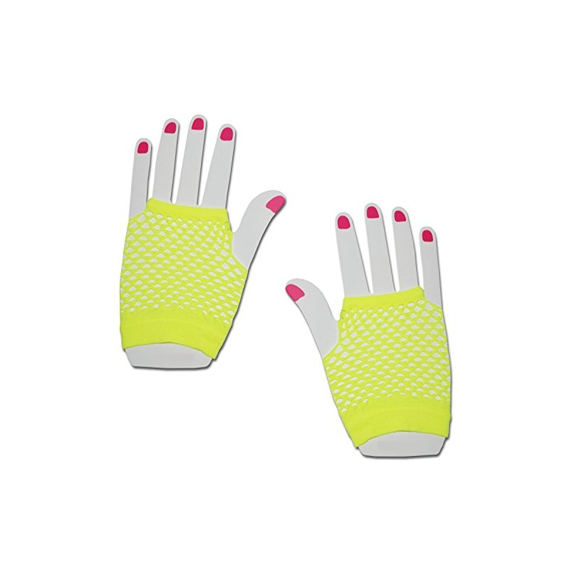SHORT FISHNET HAND GLOVES PARTY FANCY DRESS TUTU (Yellow)