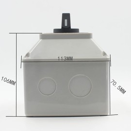 Universal Changeover Selector Switch, with Installation Waterproof Box, 3 Positions 8 Terminals, Power Transfer Switch, LW26-63A 440V 63A Motor Generators, Rotary Cam Selector