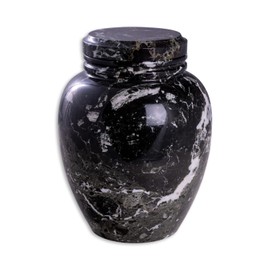 Deering Moments Marble Cremation Memorial Urn for Human Ashes Adult Size, Decorative Genuine Marble Urn - Large (Black)