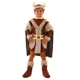 EUROCARNAVALES Pompöses Wikinger-Kinderkostüm für Jungen Karnevals-Verkleidung braun - Braun