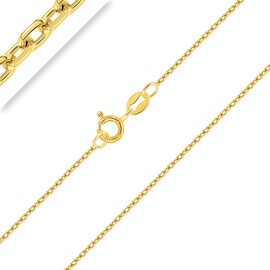 PLANETYS - Anchor Chain Diamond-Coated 925 Sterling Silver 18 Carat Gold-Plated Chain Necklace - 1 mm Wide Various Lengths: 40-45-50-55-60-65-70 cm, Sterling Silver, No Gemstone