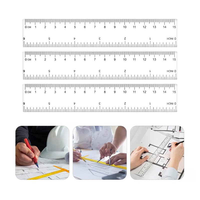 Set of 6 rulers, ruler, 15 cm rulers, coloured primary