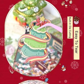 3D Cartoon Scene Stickers, 4 Sets of 3D House Stickers, Creative Sticker Scene, Panda, Christmas Theme 3D Sticker Scene Making Mini Room Kitchen Supermarket Bookstore Restaurant