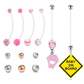 TOKRING Pregnancy Belly Button Rings Plastic Maternity Belly Rings for Pregnant Women