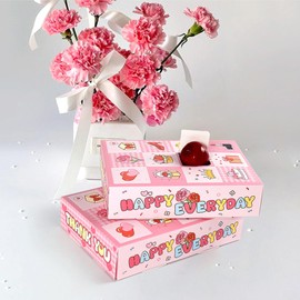 FOSDICK 5 Pcs Pink Gift Box, 12 Mini Compartments Gift Boxes for Presents, Creative Pink Cute Homemade Surprise Box, Empty pink Boxes for Birthday Mothers Day