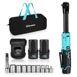 DURATECH Extended Cordless 3/8" 12V 44 Ft-Lbs Long Neck Electric Ratchet Wrench