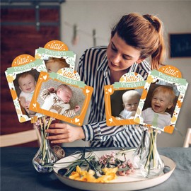 Big Dot of Happiness Little Pumpkin - Fall Birthday Party or Baby Shower Picture Centerpiece Sticks - Photo Table Toppers - 15 Pieces