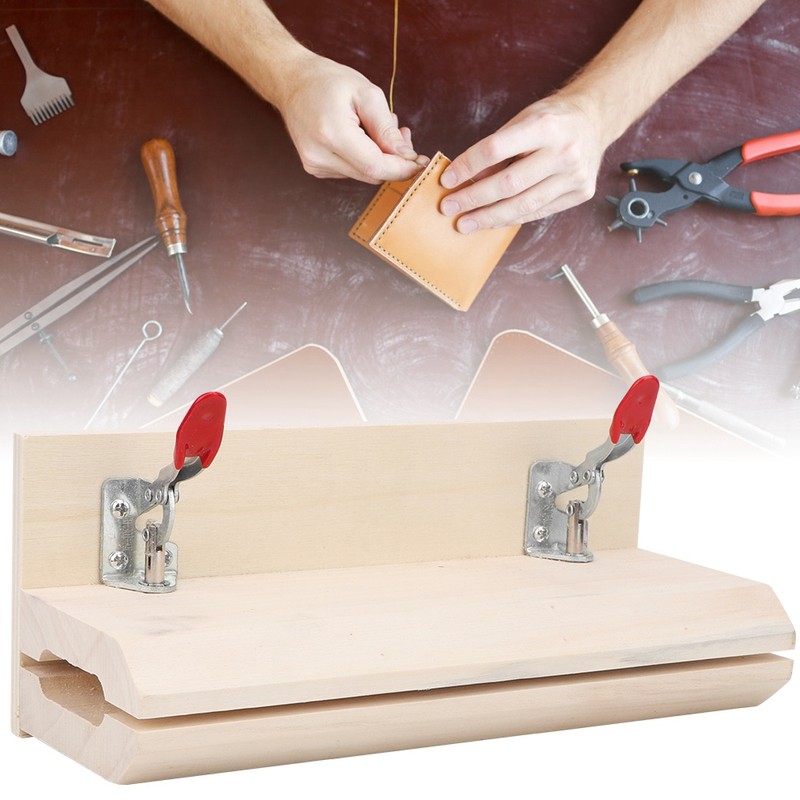 HandStitched Sewing Horizontal Leathercraft Wooden Table Clamp Stitching Tool for