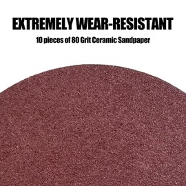 RFRYZE 10 PCS 7 Inch 80Grits PSA Sanding Disc & 1 PCS Rust Removal Wheel, Specially Used for TD7550-550W Lawnmower Blade Sharpener