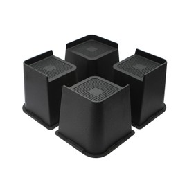 MYMULIKE Bed Risers Heavy Duty, Oversized Furniture Risers, Support Up to 6000 Lbs, Lift 5 inch for Couch, Sofa, Table,Chair (Black 4 Pack, 5 inch)