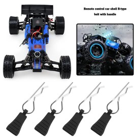 Micro Traders 8PCS RC Body Clips Bent Springy R Pins for 1/8 1/10 1/12 RC Car Secure Shell Pin & Mounting Bracket Set RC Model Bent Body Clamp Accessories Black