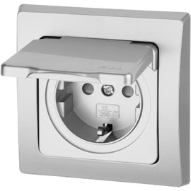 Flush-Mounted Socket IP44 All-in-One Series C1 Silver