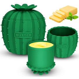 Butter Crock with Lid for Countertop,French Butter Keeper Dish Holder with Lid for Spreadable Butter Cute Silicone Butter Storage Container to Leave on Counter with Water Line for Home Decor Kitchen