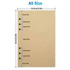 A5 Blank Vintage Refillable Paper, Retro A5 Binder Refills Paper for 6-Ring Binders Planner Traveller Journal Notebook Dairy, Blank Filler Paper, 80 Sheets 160 Pages, Blank