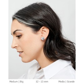 Secret & You Women’s Cultured Keshi Pearl Earrings In White and Grey, 925 Sterling Silver, Available in 10 Sizes from 7-8 mm To 15-16 mm, Silver