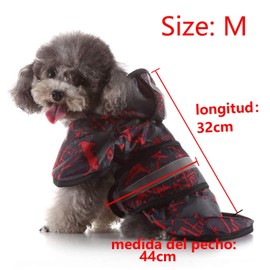 Impermeable para Perro, Chubasqueros para Perros con Capucha, para Clima Frío para Chihuahua, Yorkie, Caniches, Shih Tzu, Mini Pinscher, Rojo, Patrón de Camuflaje, M Pecho 17 Pulgadas (41 Cm)