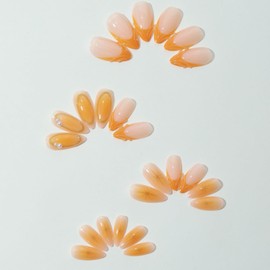 Press on Almond Nails Short Length Glossy Full Cover Acrylic Almond Shaped False Nails with Designs Artificial Almond Fake Nails with Charms Glue Stick on Fingernails for Women Girls(TY394)