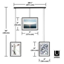 Umbra Exhibit Picture Frame Gallery Set, Adjustable Wall Collage Displays Three 8x10" Photos, Set of 3 Large, Black